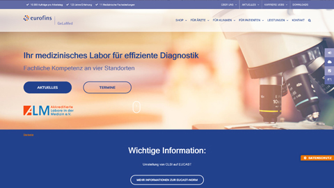 Ein Screenshot von der Webseite des GeLaMed Projekts