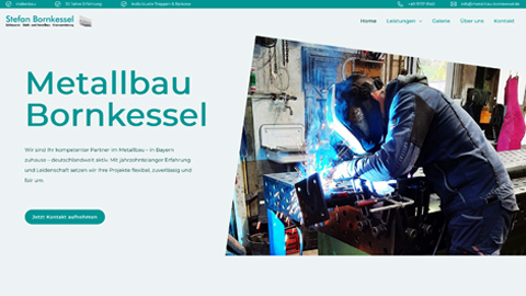 Ein Screenshot von der Webseite des Metallbau Bornkessel Projekts