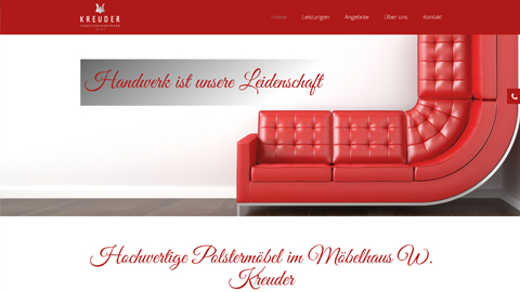 Ein Screenshot von der Webseite des Möbelhaus W-Kreuder Projekts